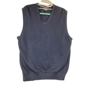 Lands' End men's supima cotton blue pullover, v-neck vest.
